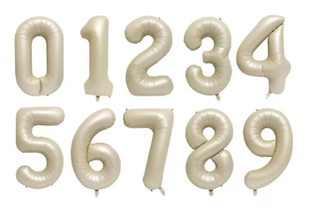 Cream Jumbo Number Balloons