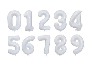 White Jumbo Number Balloons AIR FILLED ONLY