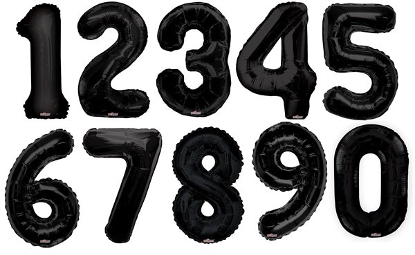34 inch Jumbo Black Number Foil Balloons