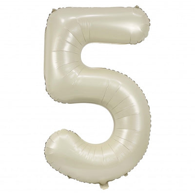 Jumbo Cream Number 5 Balloons with Helium and Weight