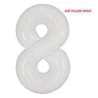 Jumbo White Number 8 Balloons AIR FILLED ONLY