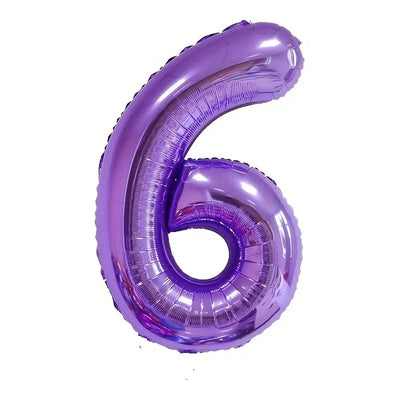 Jumbo Purple Number 6 Balloons with Helium and Weight