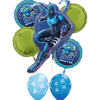 Blue Beetle Birthday Balloon Bouquet with Helium and Weight