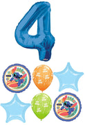 Disney Stitch Birthday Pick An Age Blue Number Balloon Bouquet