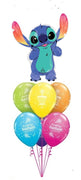 Disney Stitch Happy Birthday Balloon Bouquet with Helium and Weight