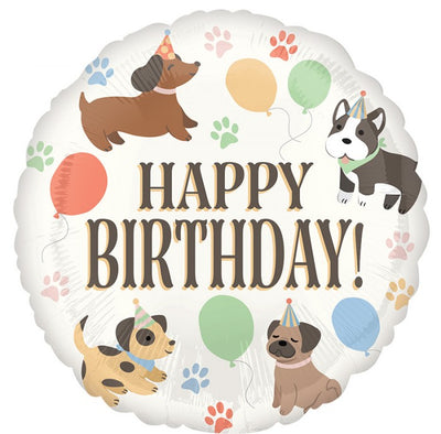 18 inch Happy Birthday Puppy Dog Pawsome Foil Balloons with Helium