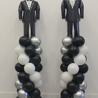 James Bond Theme Party Tuxedo Birthday Balloon Columns