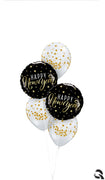 New Year Stars Dots Balloon Bouquet with Helium and Weight