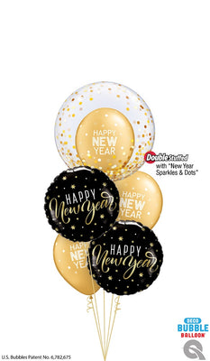 New Year Dots Bubble Balloon Bouquet with Helium and Weight