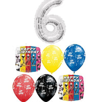Power Rangers Pick An Age Silver Number Birthday Balloons Bouquet