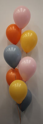 Solid Colour Balloon Bouquet of 8 Cascading with Helium and Weight