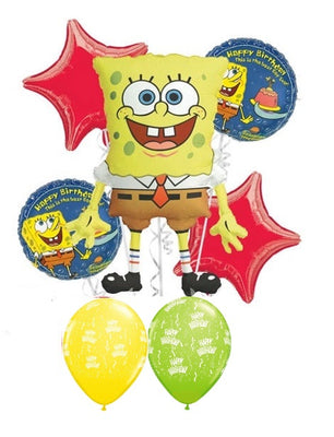 SpongeBob Happy Birthday Cake Balloon Bouquet with Helium and Weight
