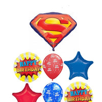 Superman Emblem Birthday Balloon Bouquet with Helium and Weight