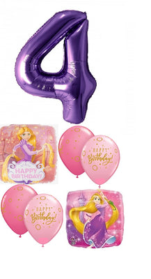 Disney Princess Rapuzel Birthday Age Lavender Number Balloon Bouquet