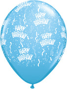 11 inch Happy Birthday Around Pale Blue Balloons with Helium Hi Float