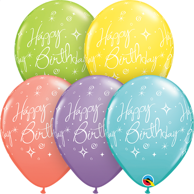 11 inch Birthday Elegant Sorbet Balloons with Helium and Hi Float