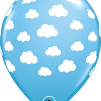11 inch Clouds Pale Blue Balloon with Helium and Hi Float
