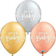 11 inch Hello Baby Metallic Balloons with Helium and Hi Float