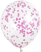 11 inch Pink Metallic Confetti Balloons with Helium and Hi Float