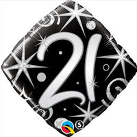 Milestone Elegant 21st Birthday Black Diamond Balloon with Helium