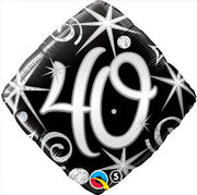 Milestone Elegant 40th Birthday Black Diamond Balloon with Helium