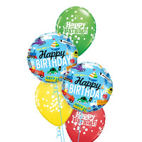 Transportation Birthday Balloon Bouquet with Helium and Weight