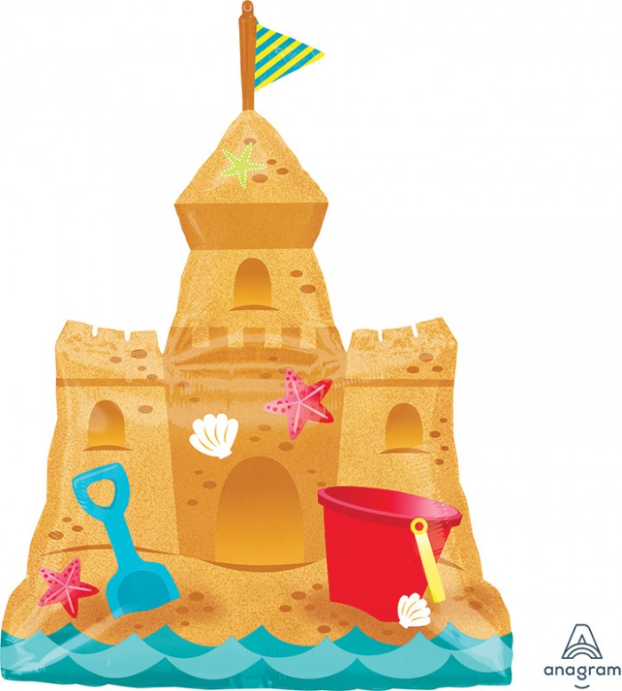 Pool Party Beach Sandcastle Balloon with Helium and Weight