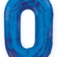 Jumbo Blue Number 0 Foil Balloon with Helium Weight