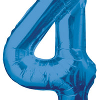 Jumbo Blue Number 4 Foil Balloon wih Helium Weight