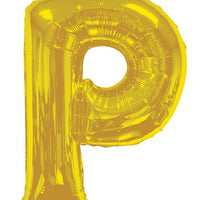 Jumbo Gold Letter P Foil Balloon with Helium Weight