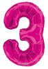 Jumbo Hot Pink Number 3 Foil Balloons with Helium Weight