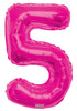 Jumbo Hot Pink Number 5 Foil Balloon with Helium Weight