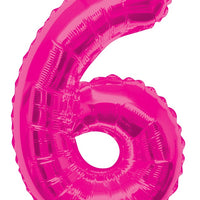 Jumbo Hot Pink Number 6 Foil Balloon with Helium Weight
