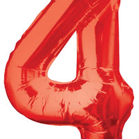 Jumbo Red Number 4 Foil Balloon with Helium and Weight