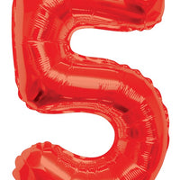 Jumbo Red Number 5 Foil Balloon with Helium and Weight