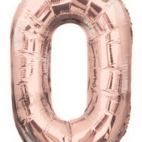 Jumbo Rose Gold Number 0 Foil Balloon with Helium Weight