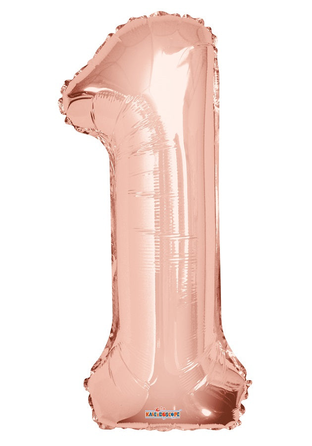Jumbo Rose Gold Number 1 Foil Balloon with Helium Weight