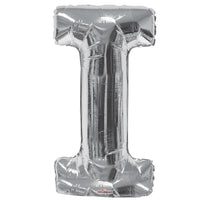Jumbo Silver Letter I Foil Balloon with Helium Weight