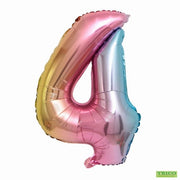 Jumbo Pastel Rainbow Number 4 Foil Balloon with Helium Weight