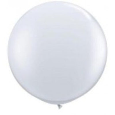 36 inch Round White Balloon with Helium and Weight