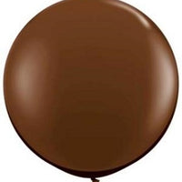 36 inch Round Chocolate Brown Balloon with Helium and Weight