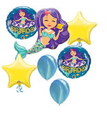 Mermaid Birthday Stars Balloon Bouquet with Helium and Weight