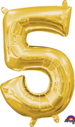16 inch Gold Number 5 Balloon AIR FILLED ONLY