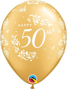 11 inch 50th Anniversary Gold Balloons with Helium and Hi Float