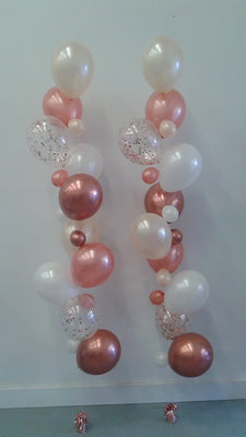 Balloon Lines Chrome Rose Gold Confetti Pearl White Bouquet of 10 Set