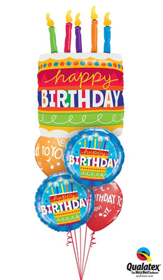Birthday Cake Candles Musical Notes Balloon Bouquet with Helium Weight