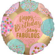 18 inch Happy Birthday Stay Fabulous Foil Balloons with Helium