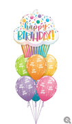 Cupcake Birthday Around Sprinkle Balloon Bouquet with Helium Weight