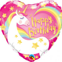 18 inch Birthday Unicorn Heart Foil Balloon with Helium
