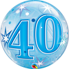 40th Birthday Milestone Age Blue Starburst Sparkle Bubbles Balloon